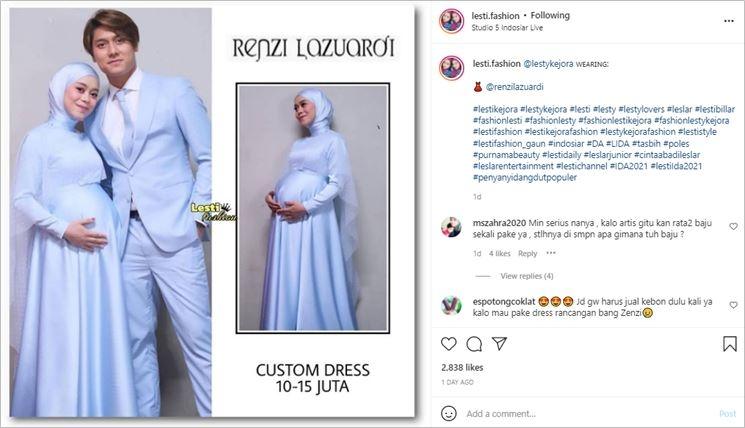 Harga gaun polos Lesti Kejora di IDA 2021. (Instagram/@lesti.fashion)