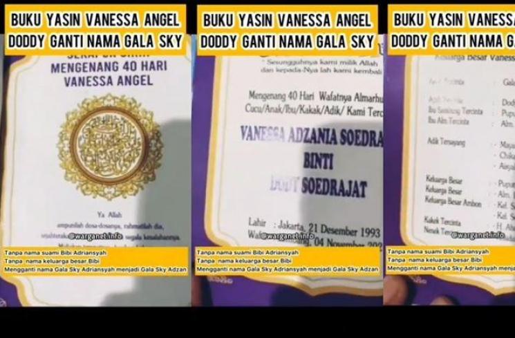 Penampakan buku yasin Vanessa Angel buatan Doddy Sudrajat. (Instagram/@warganet.info)
