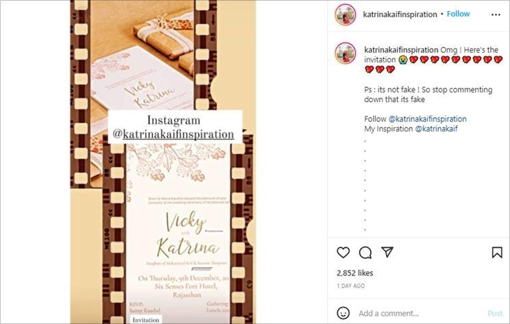 Viral Foto Diduga Undangan Pernikahan Katrina Kaif. (Instagram/@katrinakaifinspiration)