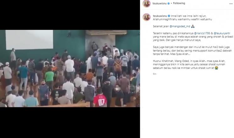 Teuku Wisnu berduka Wali Kota Bandung Meninggal Dunia. (Instagram/@teukuwisnu)