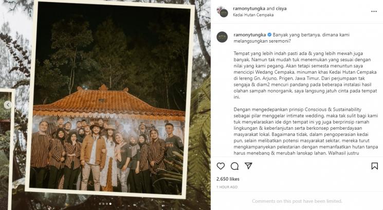 Ramon Y Tungka dan Cisya resmi menikah. [Instagram/ramonytungka]