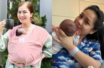 8 Potret Adu Gaya Artis Momong Bayinya, Sandal Flat Jadi Andalan