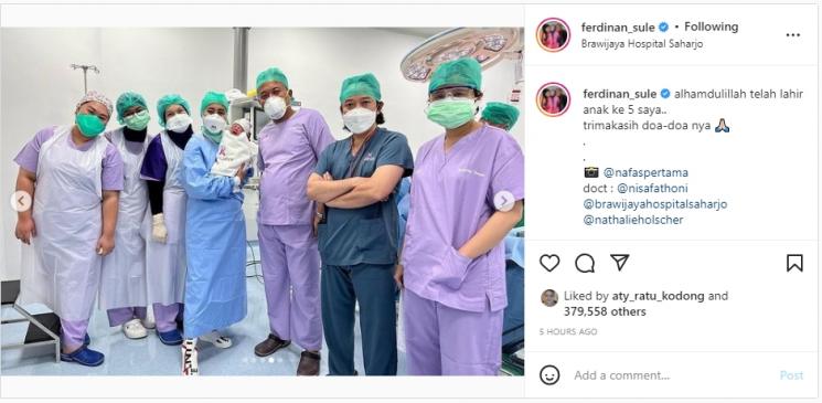 Potret Nathalie Holscher Melahirkan (Instagram/@ferdinan_sule)