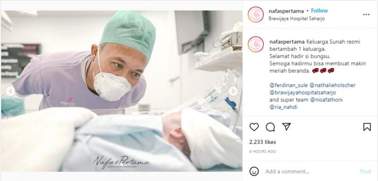 Potret Nathalie Holscher Melahirkan (Instagram/@nafaspertama)