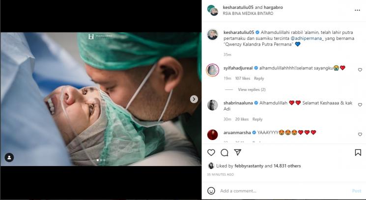 Kesha Ratuliu melahirkan anak pertama. (Instagram/kesharatuliu05)