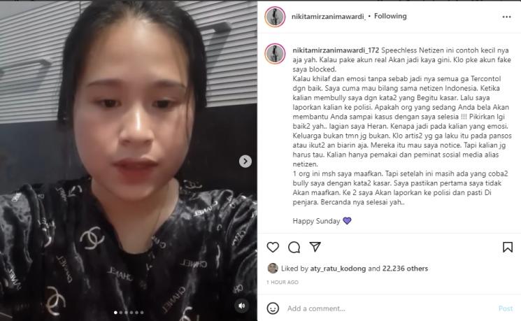 Nikita Mirzani labrak netizen yang memakinya dengan kata kasar. (Instagram/nikitamirzanimawardi_172)