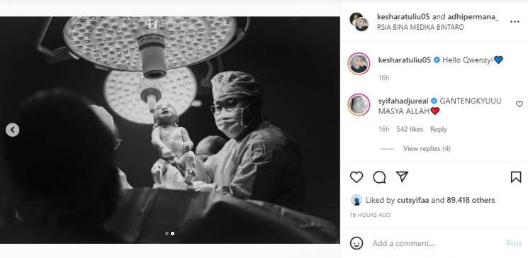 Potret Kesha Ratuliu Melahirkan. (Instagram/keshasatuliu05)