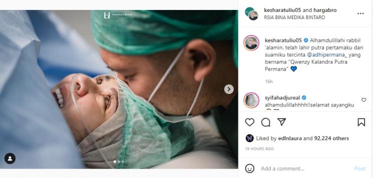 Potret Kesha Ratuliu Melahirkan. (Instagram/keshasatuliu05)
