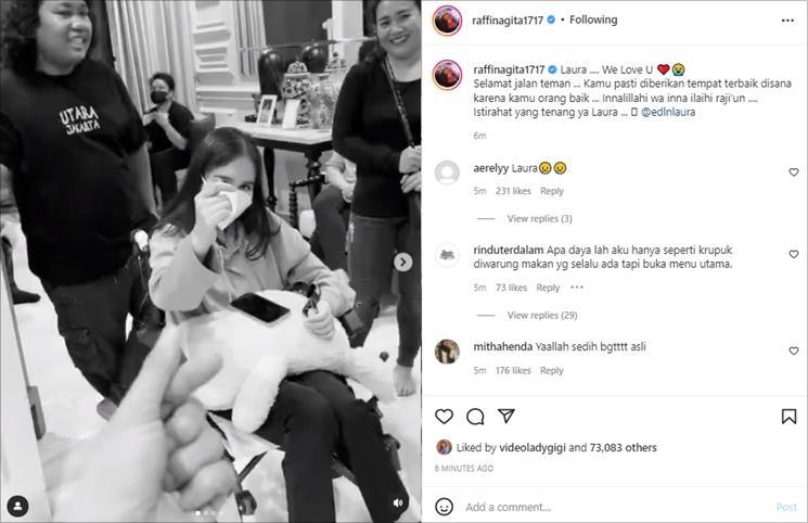 Raffi Ahmad unggah kenangan terakhir bareng Laura Anna. (Instagram/@raffinagita1717)