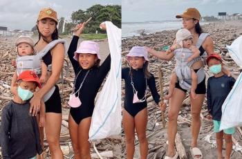 Peduli Lingkungan, 7 Potret Jennifer Bachdim Ajak Anak Memungut Sampah