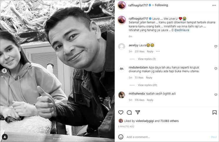 Raffi Ahmad unggah kenangan terakhir bareng Laura Anna. (Instagram/@raffinagita1717)
