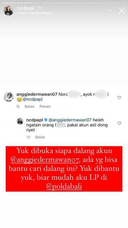 Nora Alexandra marah dilecehkan di media sosial. (Instagram/ncdpapl)
