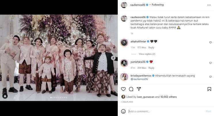 Raul Lemos tulis pesan haru untuk Aurel Hermansyah dan Atta Halilintar. (Instagram/raullemos06)
