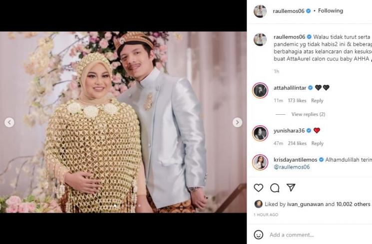 Raul Lemos tulis pesan haru untuk Aurel Hermansyah dan Atta Halilintar. (Instagram/raullemos06)
