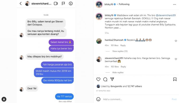Billy Syahputra Syok Mobilnya Laku Rp 1 Miliar. (Instagram/bilsky16)