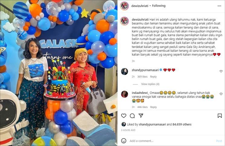 Pesan haru mertua Vanessa Angel, Dewi Zuhriati. (Instagram/@dewizuhriati)