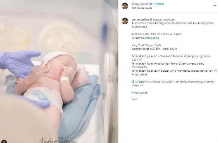 Anak ketiga Fairuz A Rafiq dan Sonny Septian. (Instagram)
