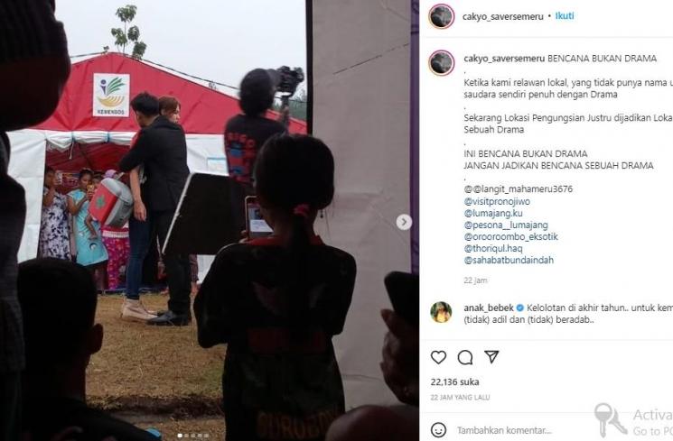 Tempat pengungsian jadi lokasi syuting (instagram.com)