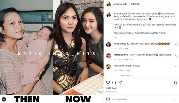 Ranty Maria dan ibunda, Joanita Kariso. (Instagram/@artis.indo_hits)