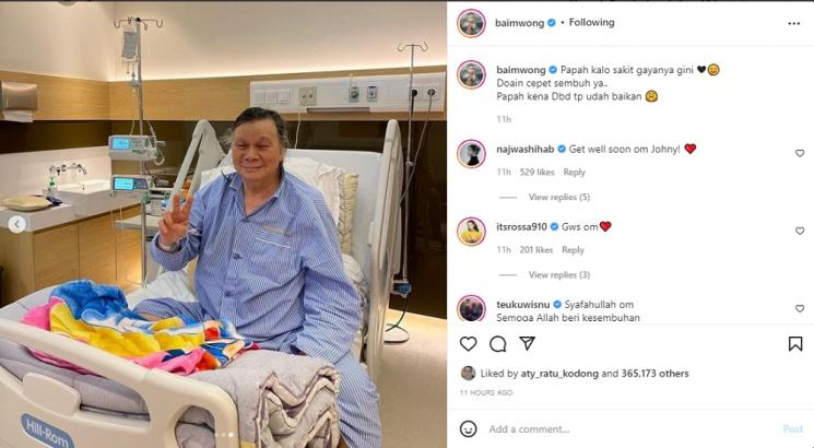 Baim Wong kabarkan ayahnya dirawat di rumah sakit karena DBD. (Instagram/baimwong)