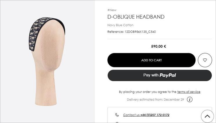 Harga bando branded Sarwendah dari Ruben Onsu. (www.dior.com)