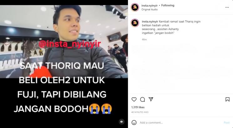 Thariq Halilintar mau beli oleh-oleh untuk Fuji malah dibilang bodoh. (Instagram)