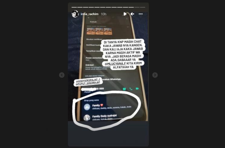 Mayang kedapatan mengirim pesan singkat melalui WhatsApp untuk Vanessa Angel. (Instagram/irma_rachim)