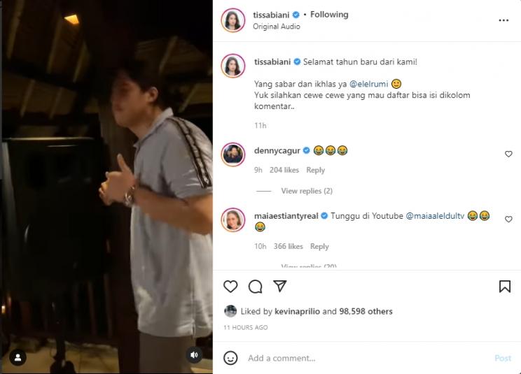 El Rumi joget sama speaker di malam tahun baru. (Instagram/tissabiani)