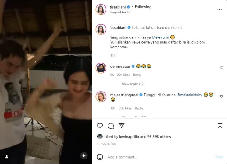 El Rumi joget sama speaker di malam tahun baru. (Instagram/tissabiani)