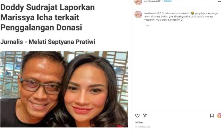 Postingan Medina Zein. (Instagram)