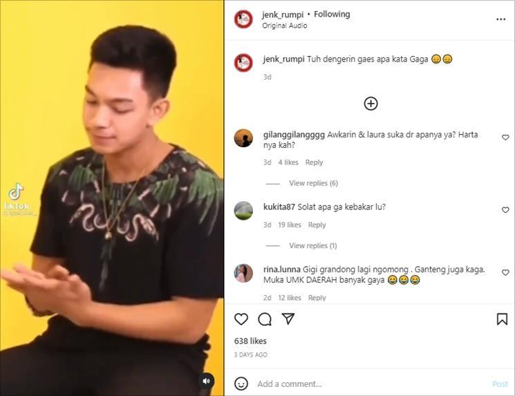Video lawas Gaga Muhammad viral lagi. (Instagram/@jenk_rumpi)