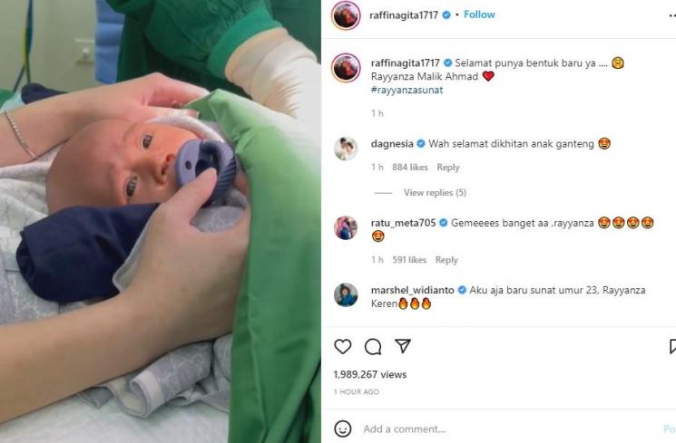 komentar Marshel Widianto (Instagram/@raffinagita1717)