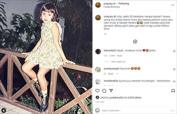 Foto lawas Vicky Shu zaman SD. (Instagram/@vickyshu)
