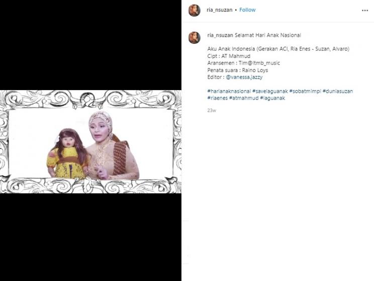 Potret Terbaru Ria Enes dan Boneka Susan. (Instagram/@ria_nsuzan)