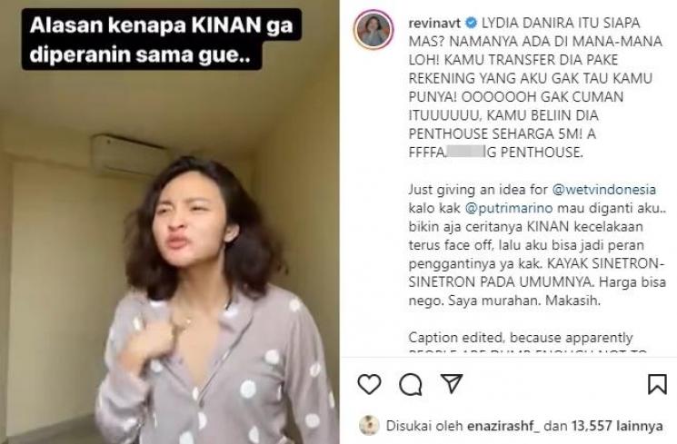Artis Parodikan Adegan di Layangan Putus (Instagram/@revinavt)