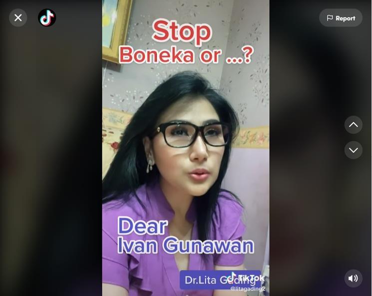 Psikolog Lita Gading tegur Ivan Gunawan. (TikTok/@litagading2)