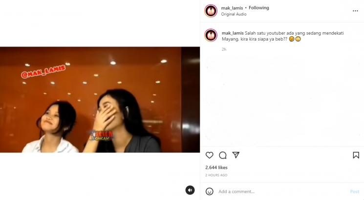 Mayang disebut-sebut sedang didekati YouTuber. (Instagram/mak_lamis)