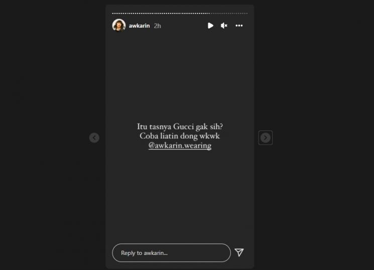Awkarin soroti tas yang dipakai oleh ibu Gaga Muhammad. (Instagram/awkarin)