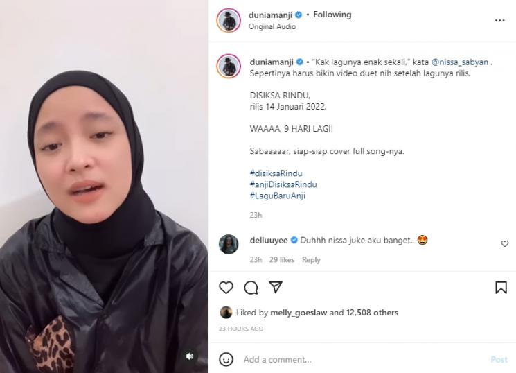 Nissa Sabyan nyanyikan lagu baru Anji. (Instagram/duniamanji)