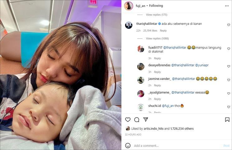 Thariq Halilintar usil komentari foto Fuji. (Instagram/@fuji_an)
