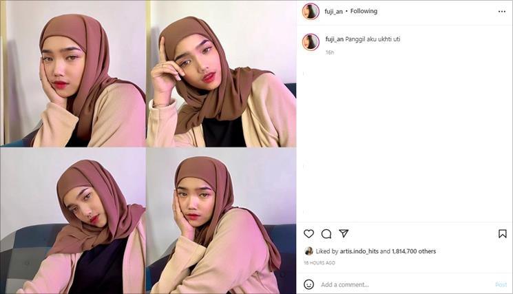 Fuji pamer foto cantik berhijab. (Instagram/@fuji_an)