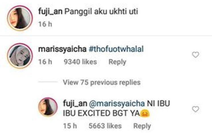 Komentar Marissya Icha usai Fuji pamer foto cantik berhijab. (Instagram/@fuji_an)