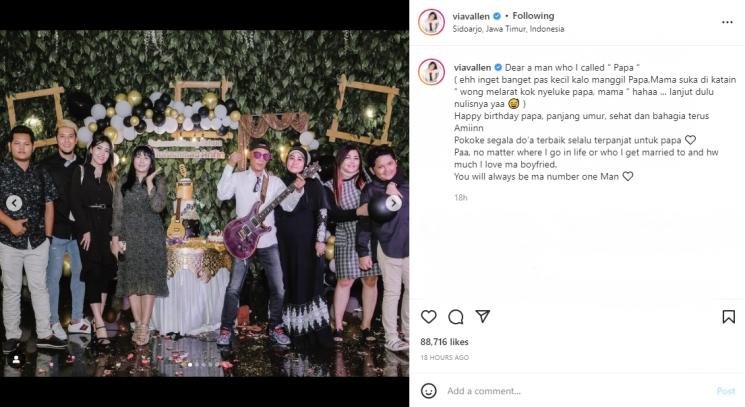 Via Vallen merayakan ulang tahun ayahnya. (Instagram/viavallen)