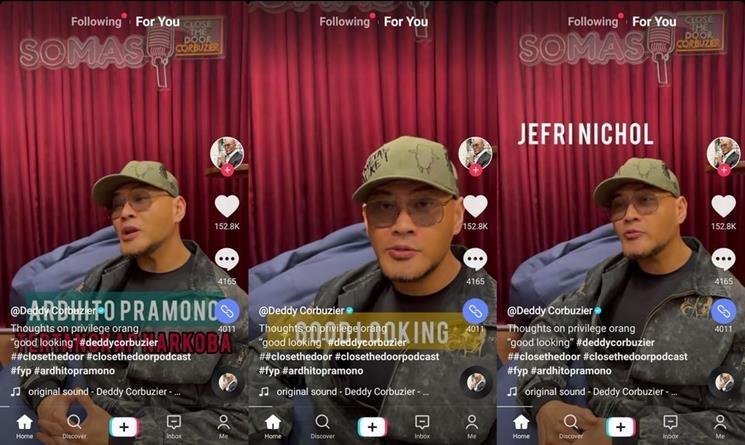 Deddy Corbuzier bahas beda reaksi netizen soal artis narkoba. (TikTok/@mastercorbuzier)