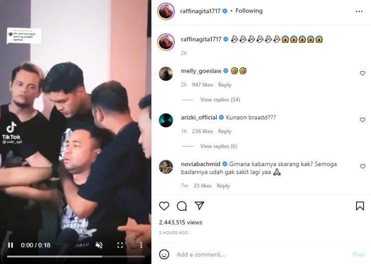 Raffi Ahmad kesurupan. (Instagram/raffinagita1717)