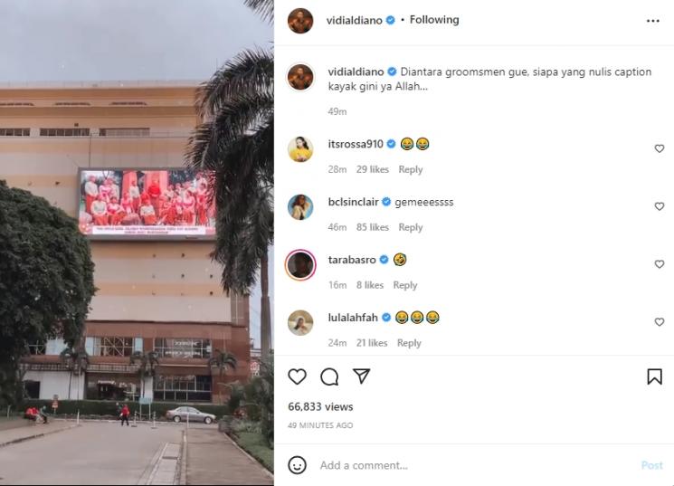 Vidi Aldiano dapat pesan kocak dari groomsmen. (Instagram/vidialdiano)