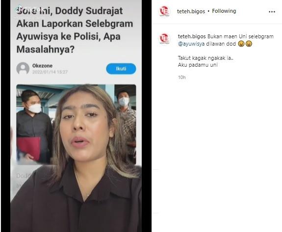 Selebgram Ayuwisya bakal dilaporkan Doddy Sudrajat ke polisi. (Instagram/@ayuwisya)