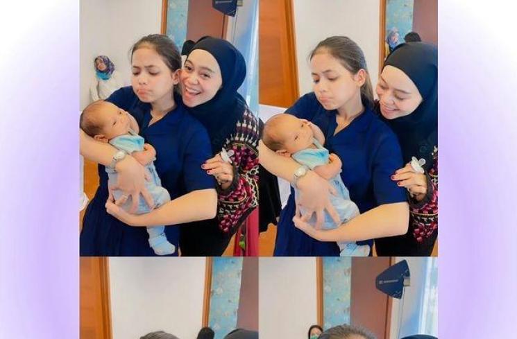 Momen Artis Momong Baby Leslar. (Instagram/da4_putri03)