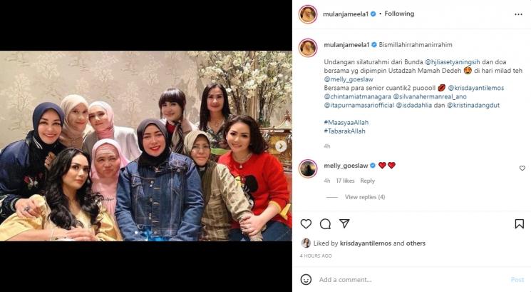 Mulan Jameela bersama Mamah Dedeh dan sederet rekan artis. (Instagram/mulanjameela1)