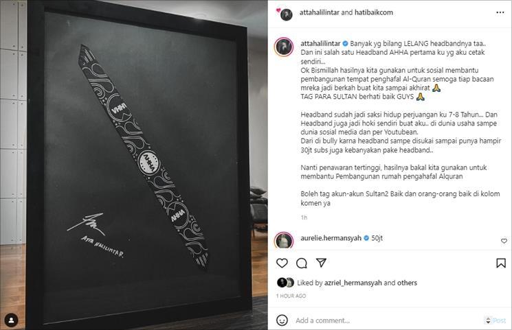 Atta Halilintar lelang bandana. (Instagram/@attahalilintar)